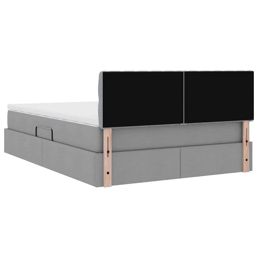 Opbergbed met matras Lichtgrijs 140 x 190 cm Bewerkt hout is nu te koop bij PeponiXL, paradijselijk wonen!