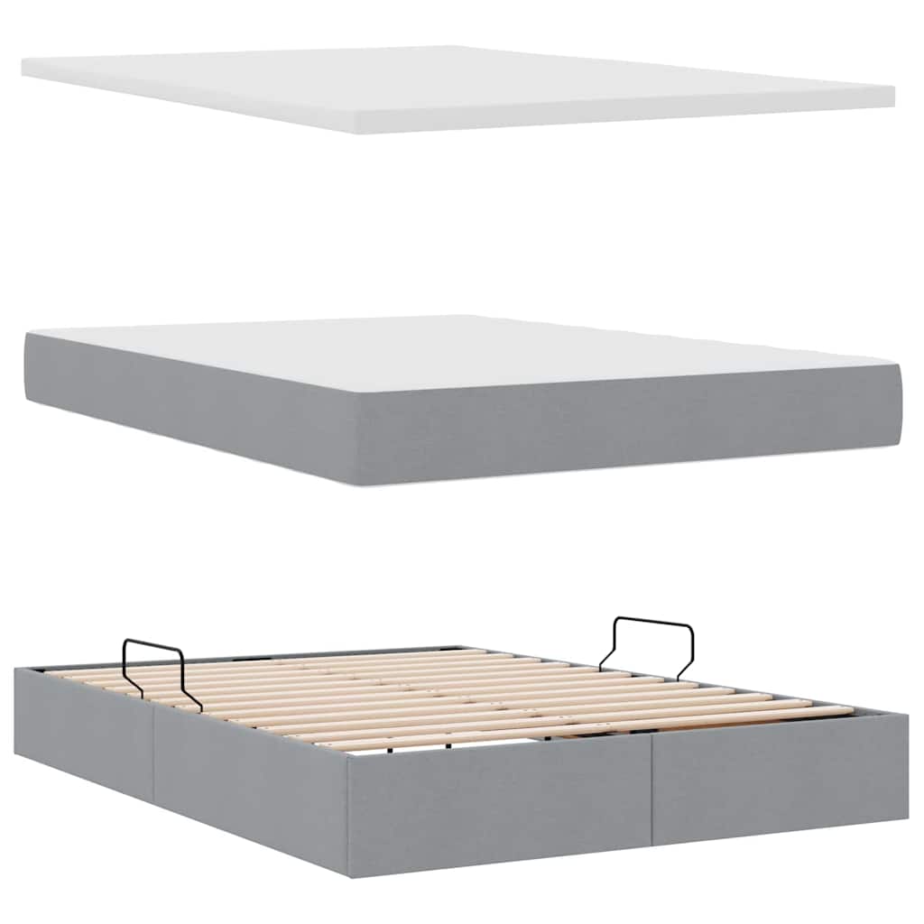 Opbergbed met matras Lichtgrijs 140 x 190 cm Bewerkt hout is nu te koop bij PeponiXL, paradijselijk wonen!