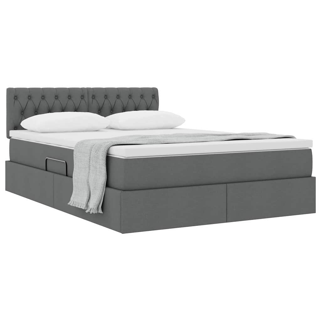 Opbergbed met matras Donkergrijs 140 x 200 cm Bewerkt hout is nu te koop bij PeponiXL, paradijselijk wonen!