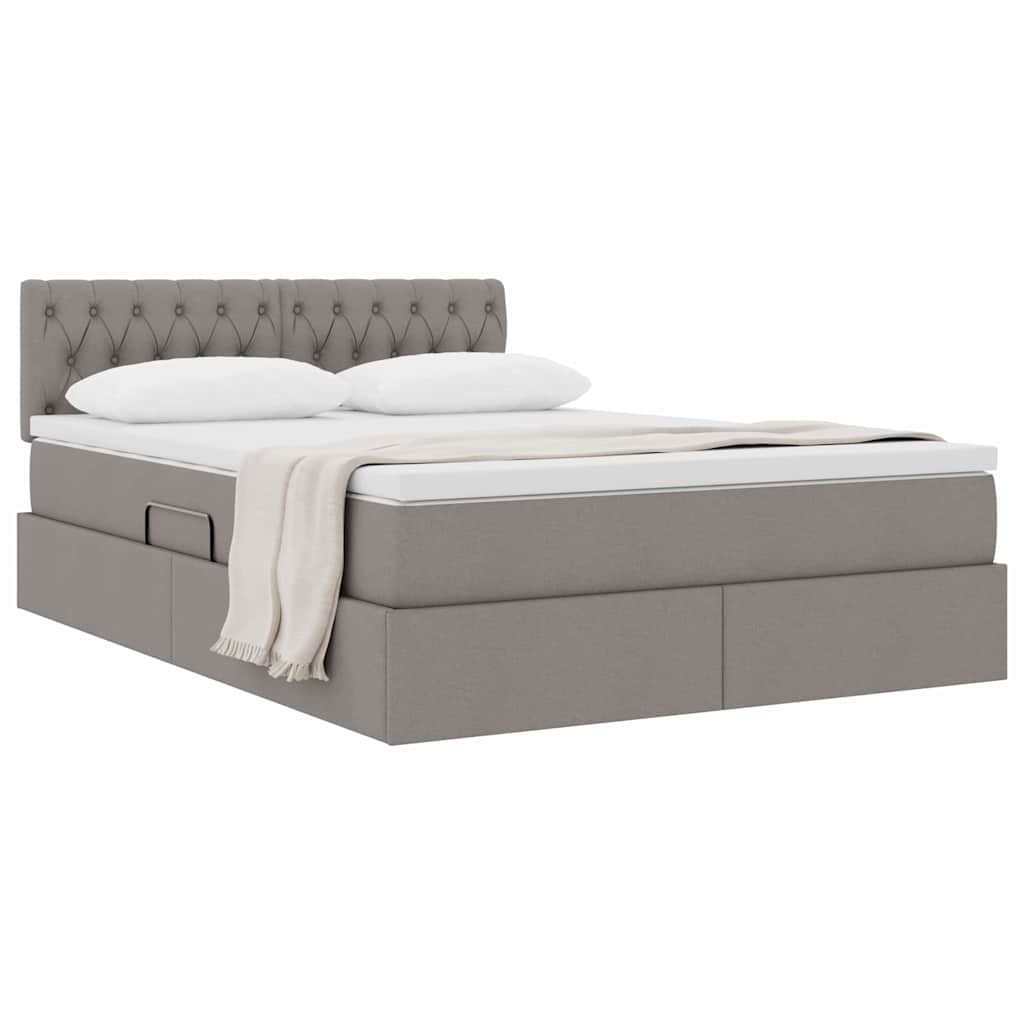 Opbergbed met matras met matras Taupe 140 x 200 cm Bewerkt hout is nu te koop bij PeponiXL, paradijselijk wonen!