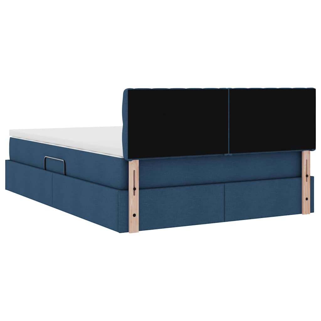 Opbergbed met matras met matras Blauw 140 x 200 cm Bewerkt hout is nu te koop bij PeponiXL, paradijselijk wonen!