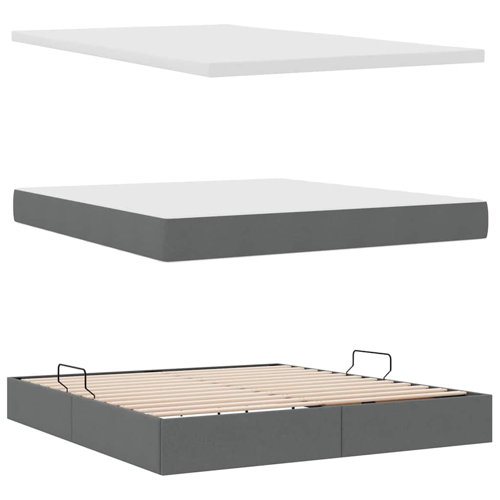 Opbergbed met matras Donkergrijs 160 x 200 cm Bewerkt hout is nu te koop bij PeponiXL, paradijselijk wonen!