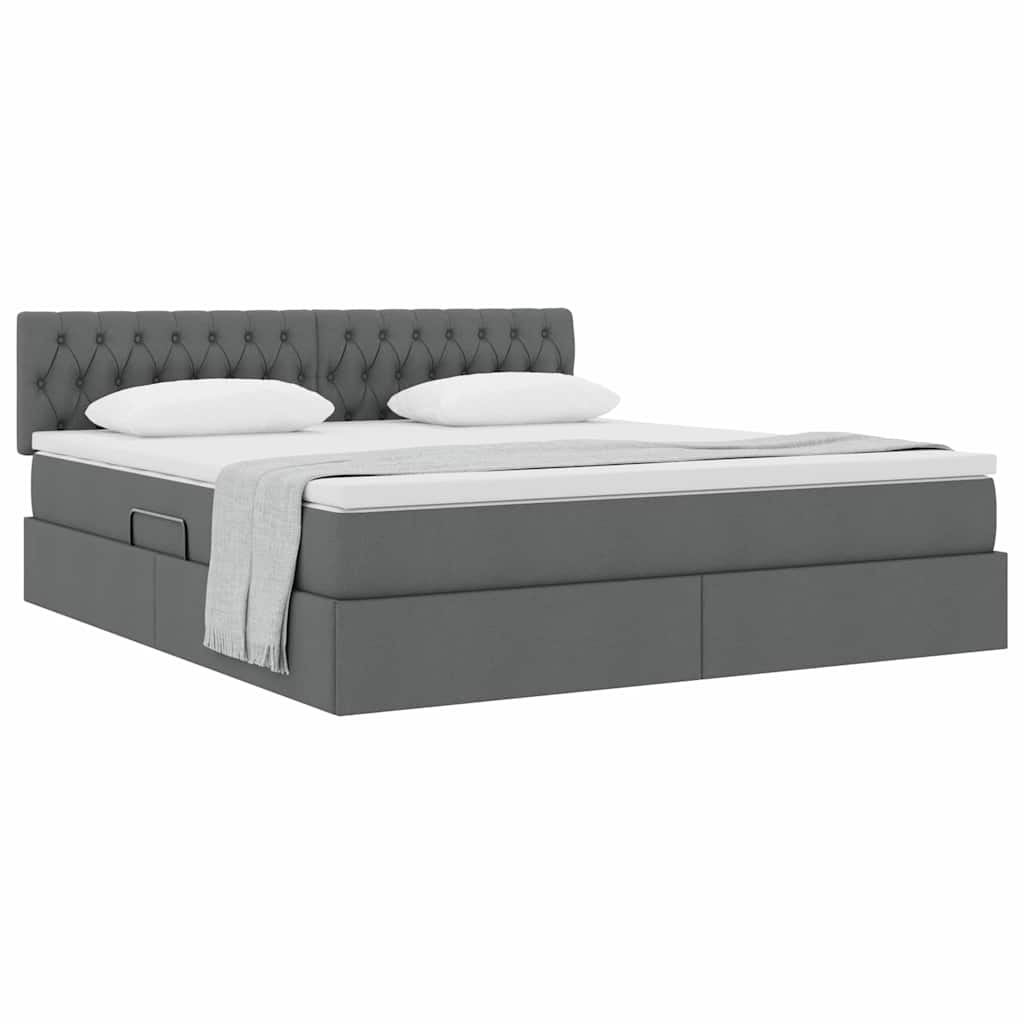Opbergbed met matras Donkergrijs 160 x 200 cm Bewerkt hout is nu te koop bij PeponiXL, paradijselijk wonen!