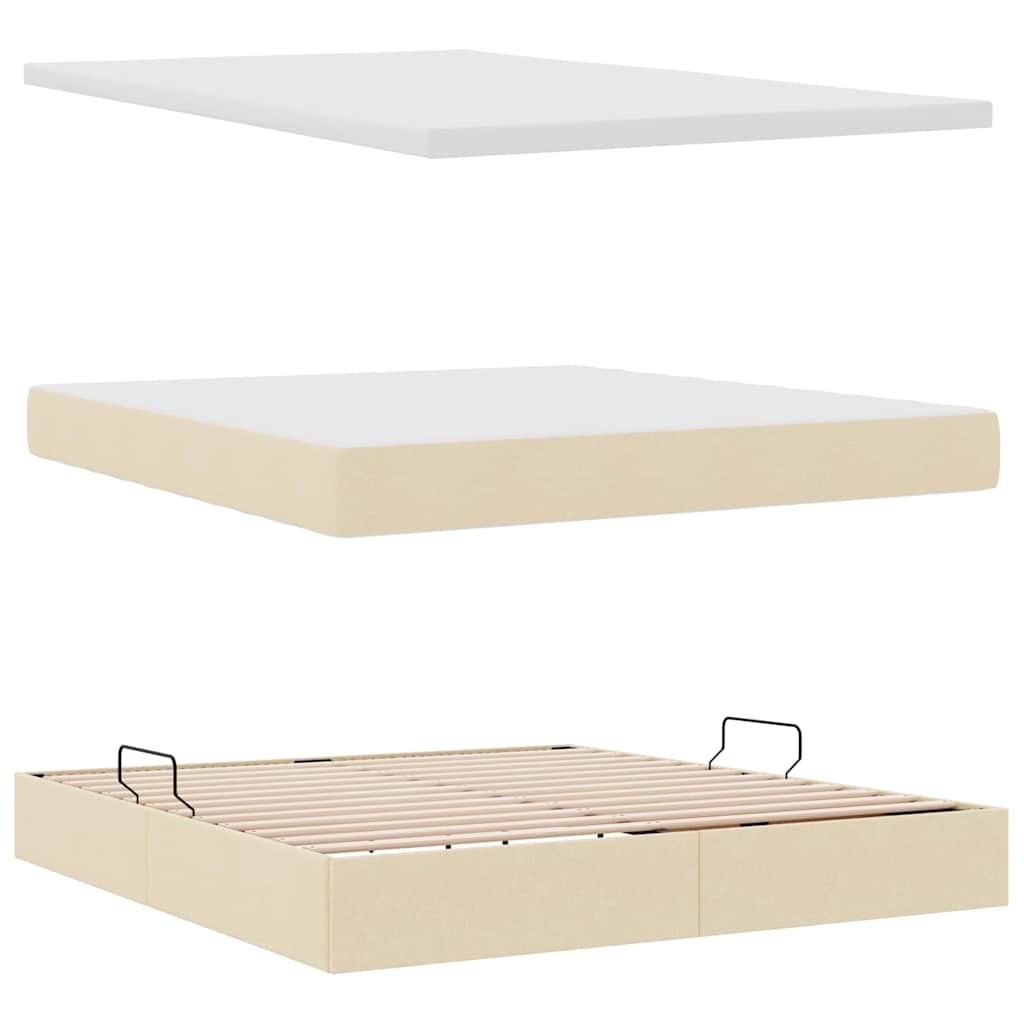Opbergbed met matras met matras Crème 160 x 200 cm Bewerkt hout is nu te koop bij PeponiXL, paradijselijk wonen!
