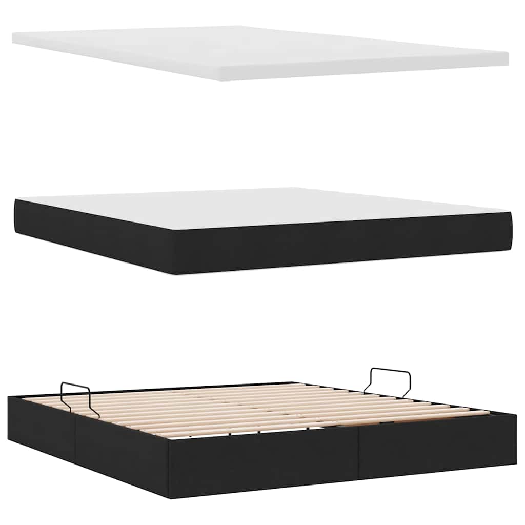 Opbergbed met matras met matras Zwart 180 x 200 cm Bewerkt hout is nu te koop bij PeponiXL, paradijselijk wonen!