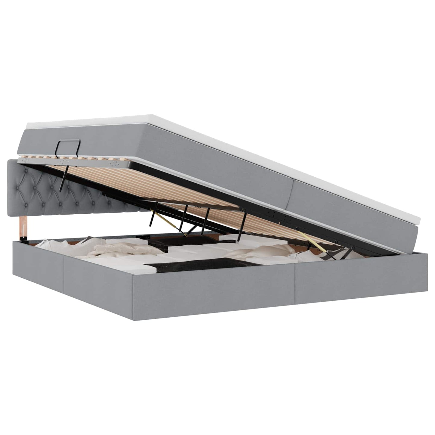 Opbergbed met matras Lichtgrijs 200 x 200 cm Bewerkt hout is nu te koop bij PeponiXL, paradijselijk wonen!
