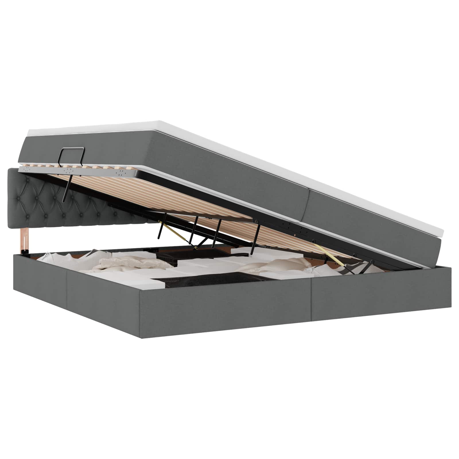Opbergbed met matras Donkergrijs 200 x 200 cm Bewerkt hout is nu te koop bij PeponiXL, paradijselijk wonen!