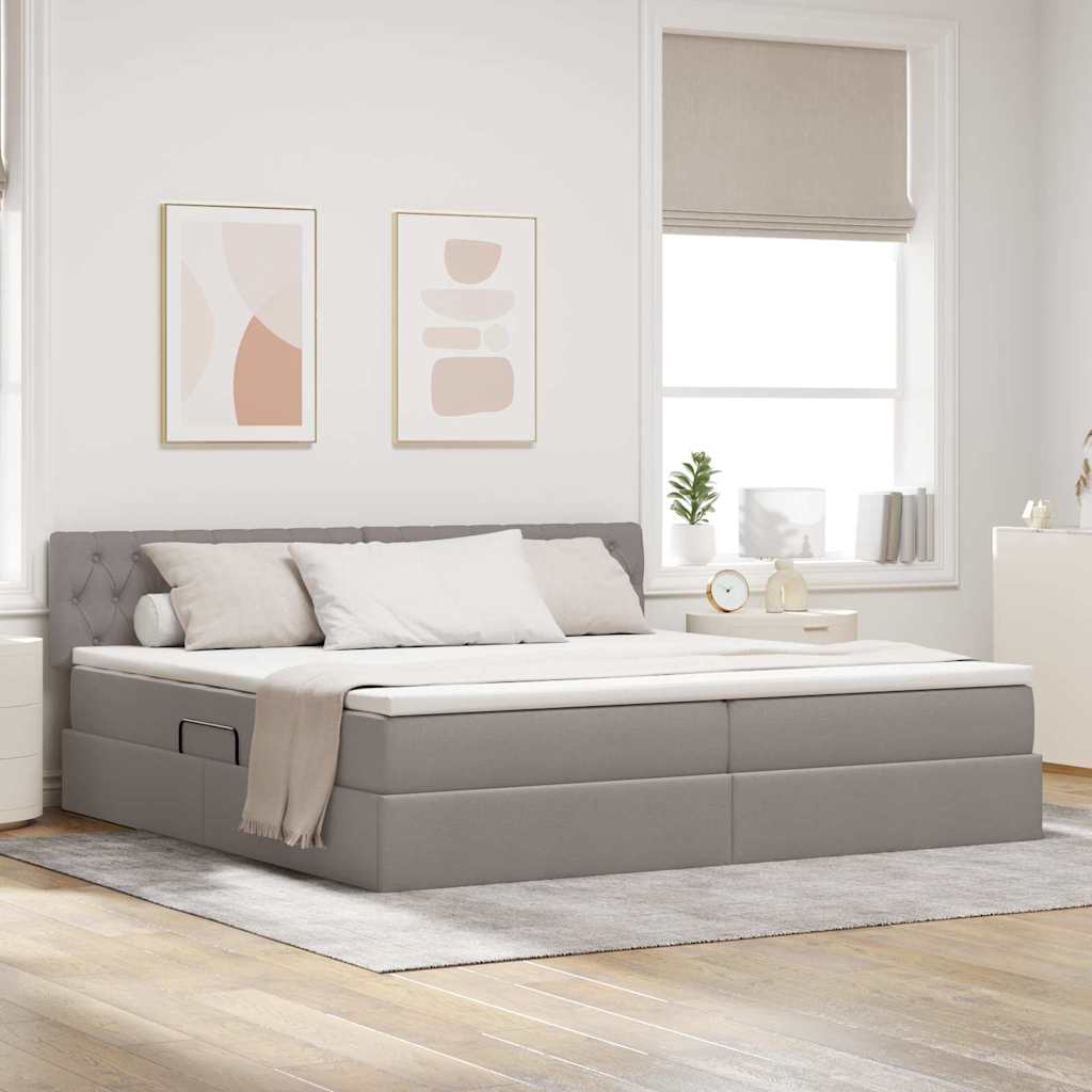 Opbergbed met matras met matras Taupe 200 x 200 cm Bewerkt hout is nu te koop bij PeponiXL, paradijselijk wonen!