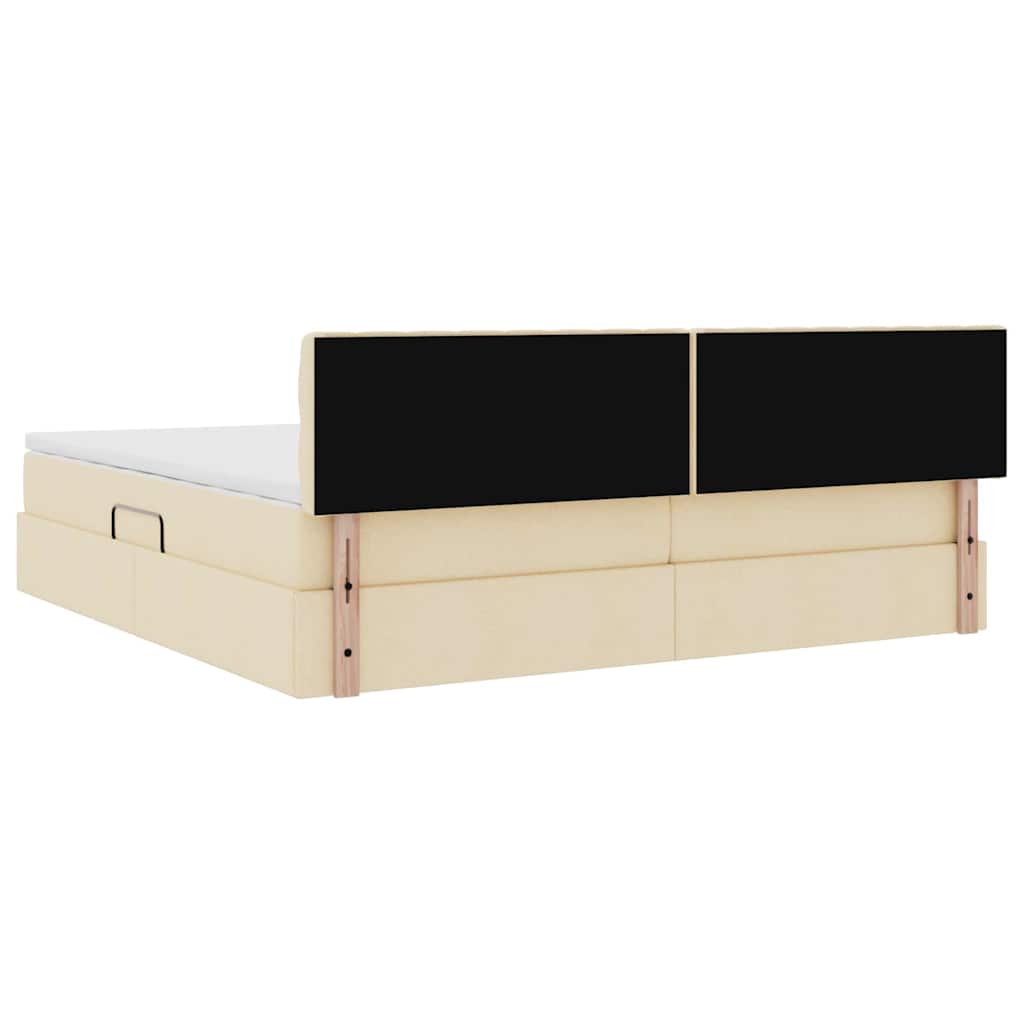 Opbergbed met matras met matras Crème 200 x 200 cm Bewerkt hout is nu te koop bij PeponiXL, paradijselijk wonen!