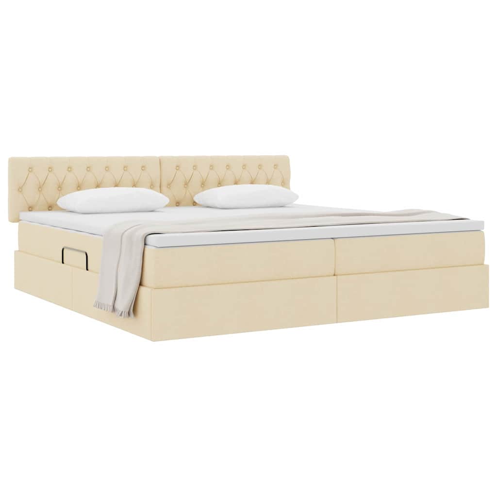 Opbergbed met matras met matras Crème 200 x 200 cm Bewerkt hout is nu te koop bij PeponiXL, paradijselijk wonen!
