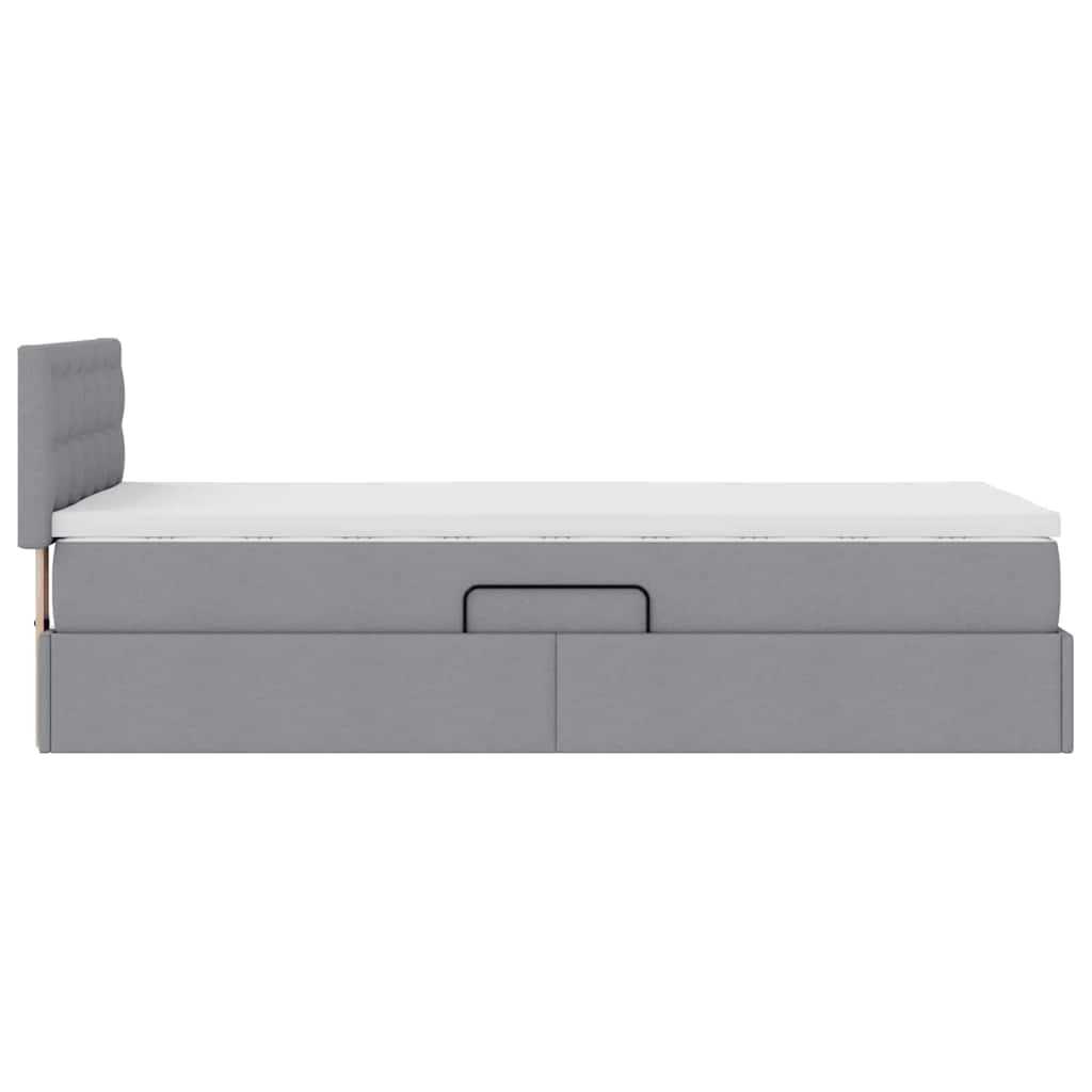 Opbergbed met matras Lichtgrijs 90 x 190 cm Bewerkt hout is nu te koop bij PeponiXL, paradijselijk wonen!