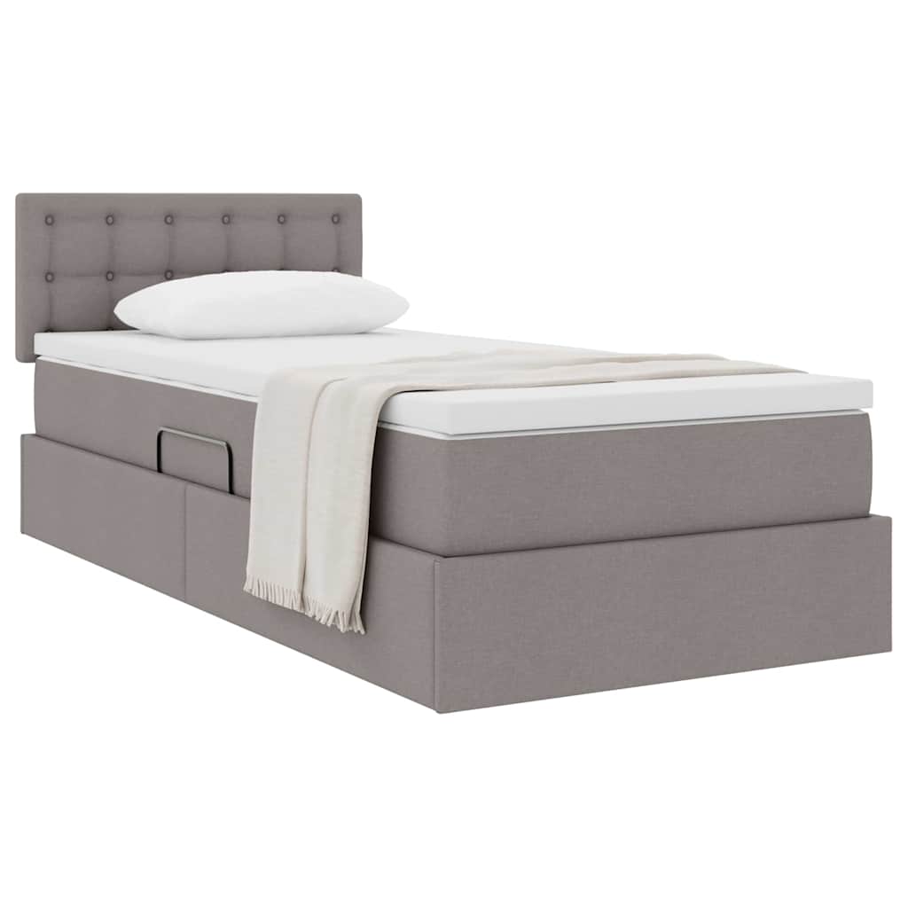 Opbergbed met matras met opslag Taupe 90 x 190 cm Bewerkt hout is nu te koop bij PeponiXL, paradijselijk wonen!