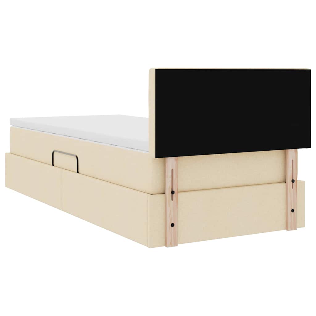 Opbergbed met matras met matras Crème 90 x 190 cm Bewerkt hout is nu te koop bij PeponiXL, paradijselijk wonen!