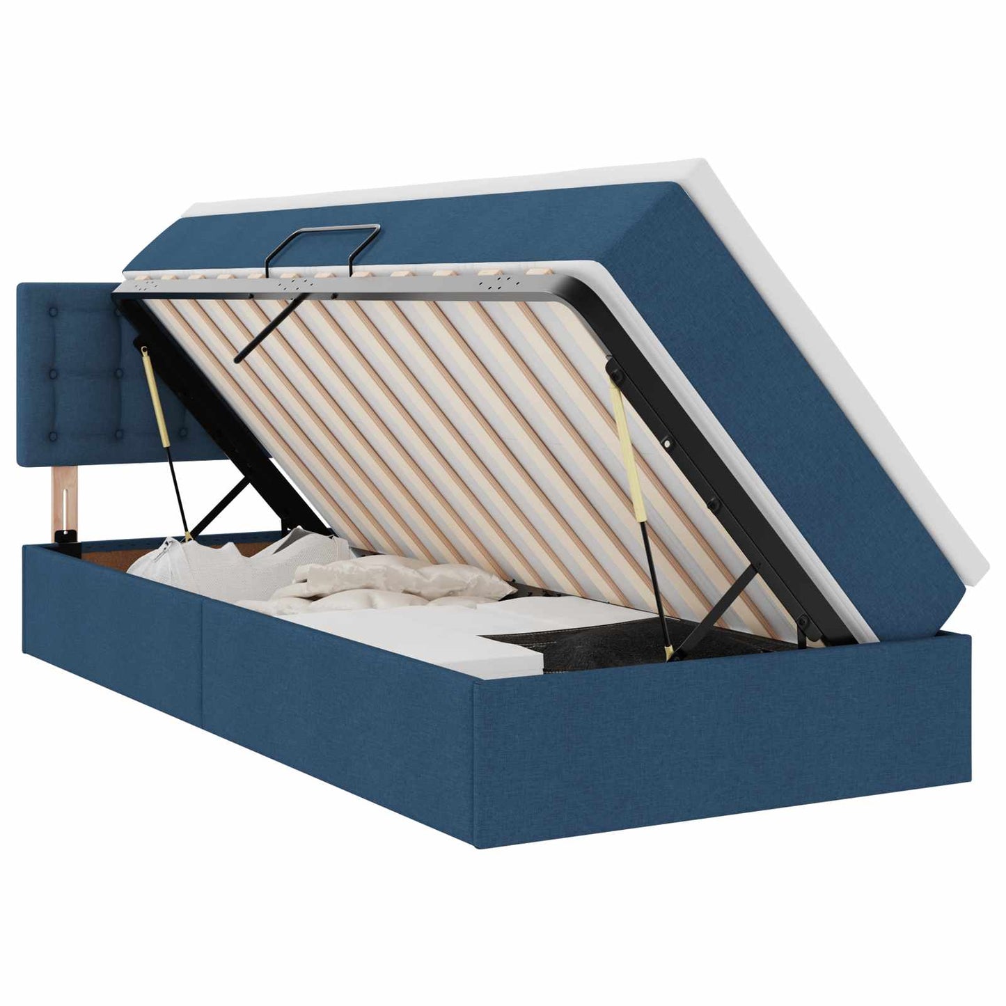 Opbergbed met matras met opslag Blauw 90 x 190 cm Bewerkt hout is nu te koop bij PeponiXL, paradijselijk wonen!