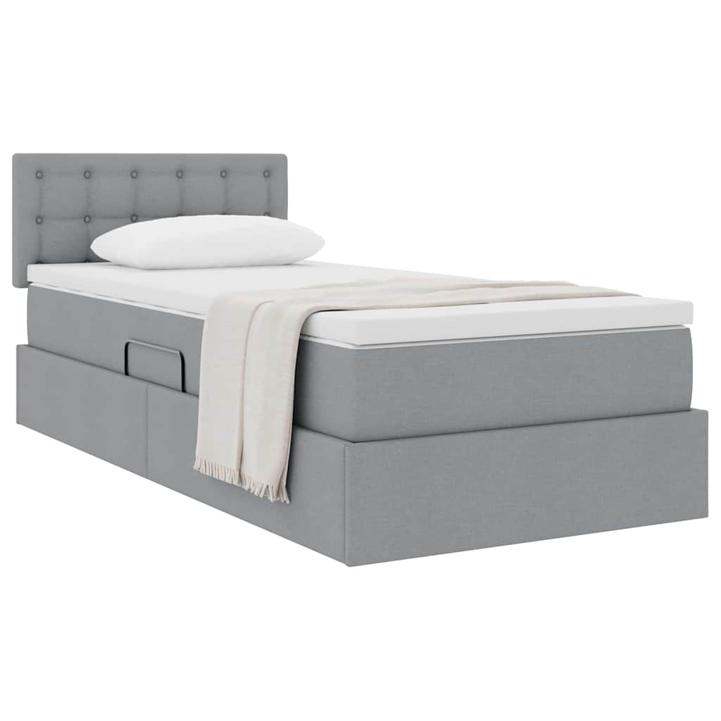 Opbergbed met matras Lichtgrijs 90 x 200 cm Bewerkt hout is nu te koop bij PeponiXL, paradijselijk wonen!