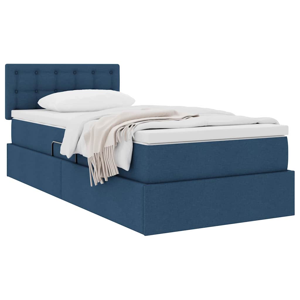 Opbergbed met matras met matras Blauw 90 x 200 cm Bewerkt hout is nu te koop bij PeponiXL, paradijselijk wonen!