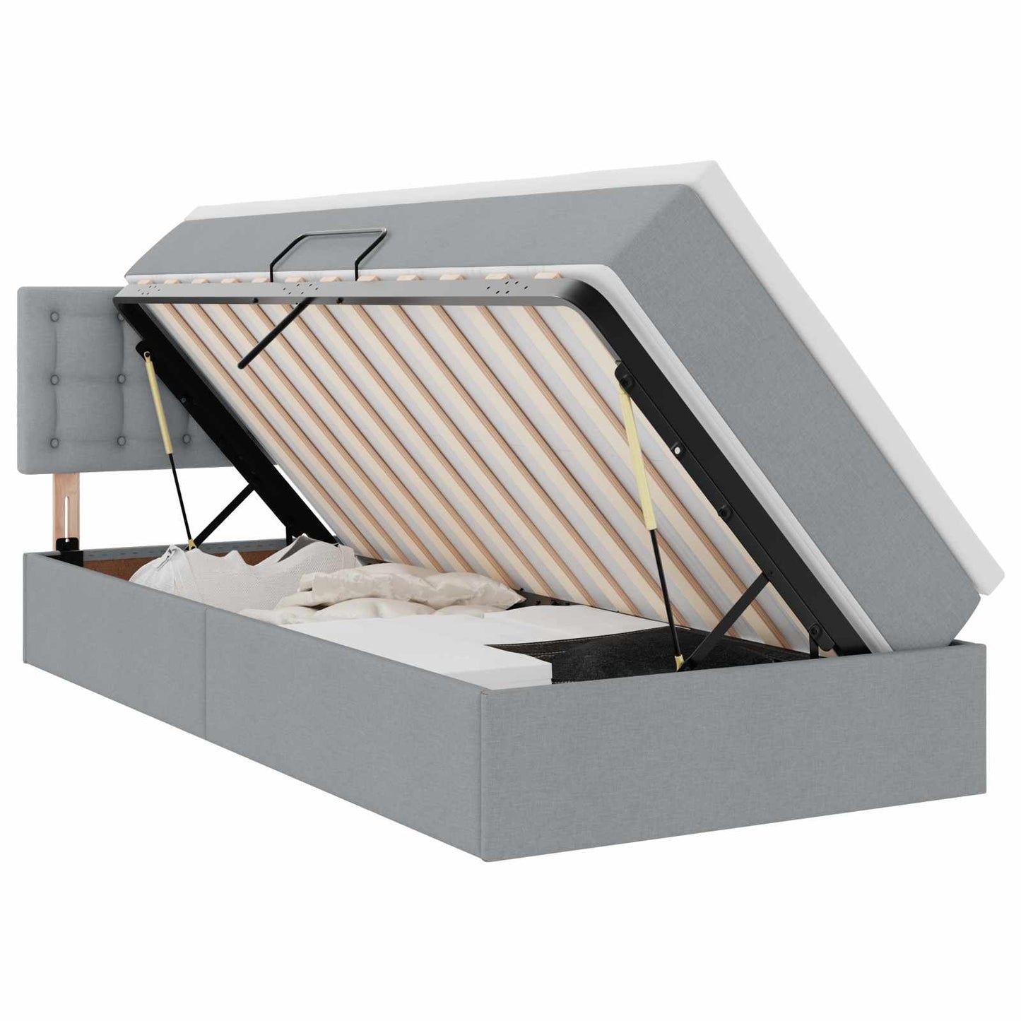 Opbergbed met matras Lichtgrijs 100 x 200 cm Bewerkt hout is nu te koop bij PeponiXL, paradijselijk wonen!