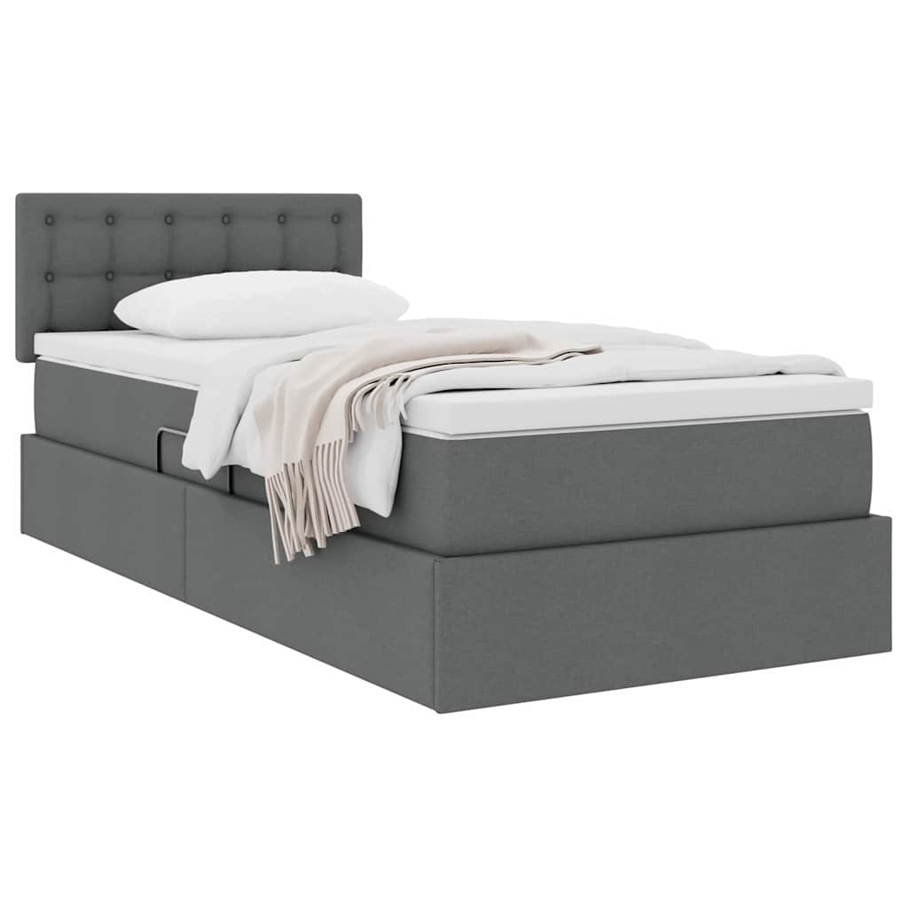 Opbergbed met matras Donkergrijs 100 x 200 cm Bewerkt hout is nu te koop bij PeponiXL, paradijselijk wonen!