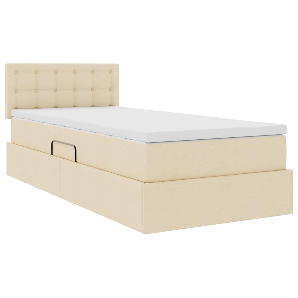 Opbergbed met matras met opslag Crème 100 x 200 cm Bewerkt hout is nu te koop bij PeponiXL, paradijselijk wonen!