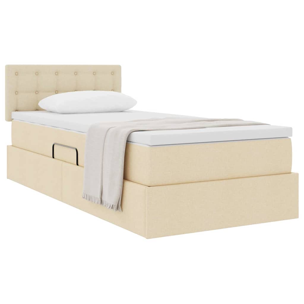 Opbergbed met matras met opslag Crème 100 x 200 cm Bewerkt hout is nu te koop bij PeponiXL, paradijselijk wonen!
