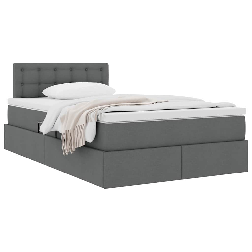 Opbergbed met matras Donkergrijs 120 x 190 cm Bewerkt hout is nu te koop bij PeponiXL, paradijselijk wonen!