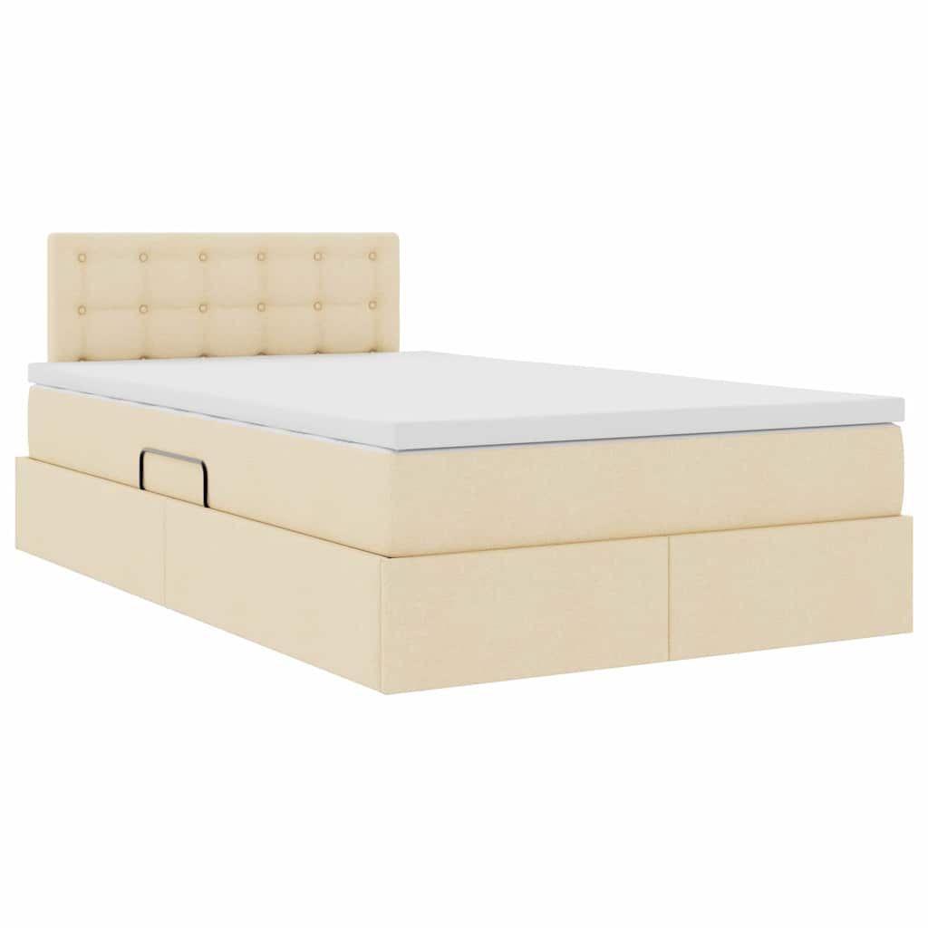 Opbergbed met matras met matras Crème 120 x 190 cm Bewerkt hout is nu te koop bij PeponiXL, paradijselijk wonen!