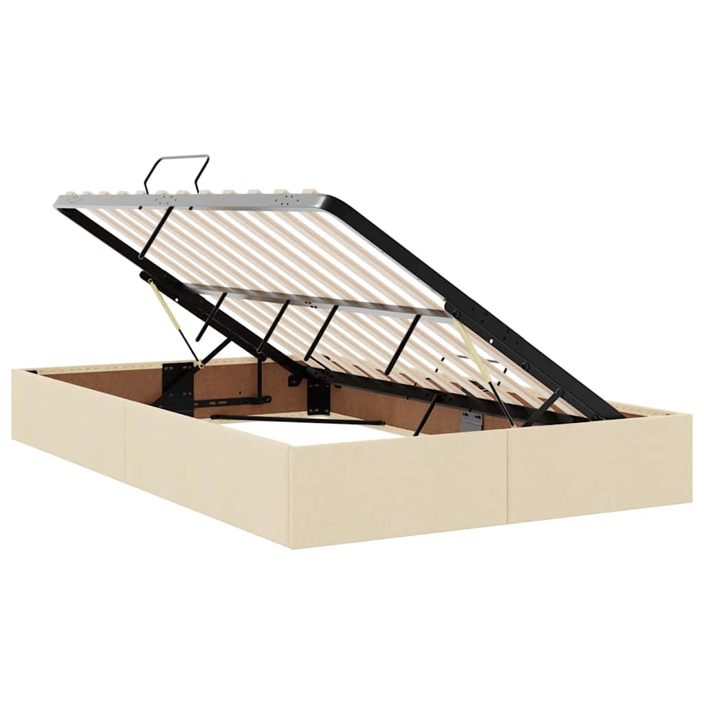 Opbergbed met matras met matras Crème 120 x 190 cm Bewerkt hout is nu te koop bij PeponiXL, paradijselijk wonen!