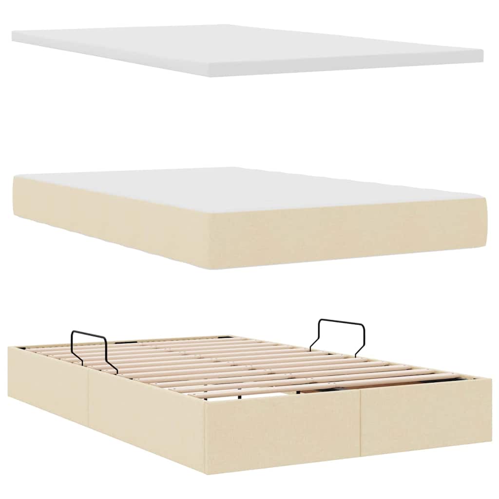 Opbergbed met matras met matras Crème 120 x 190 cm Bewerkt hout is nu te koop bij PeponiXL, paradijselijk wonen!
