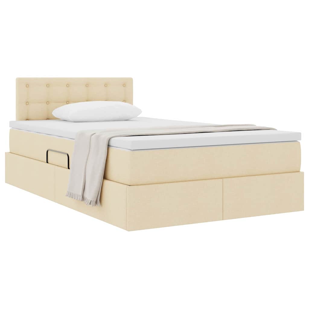 Opbergbed met matras met matras Crème 120 x 190 cm Bewerkt hout is nu te koop bij PeponiXL, paradijselijk wonen!