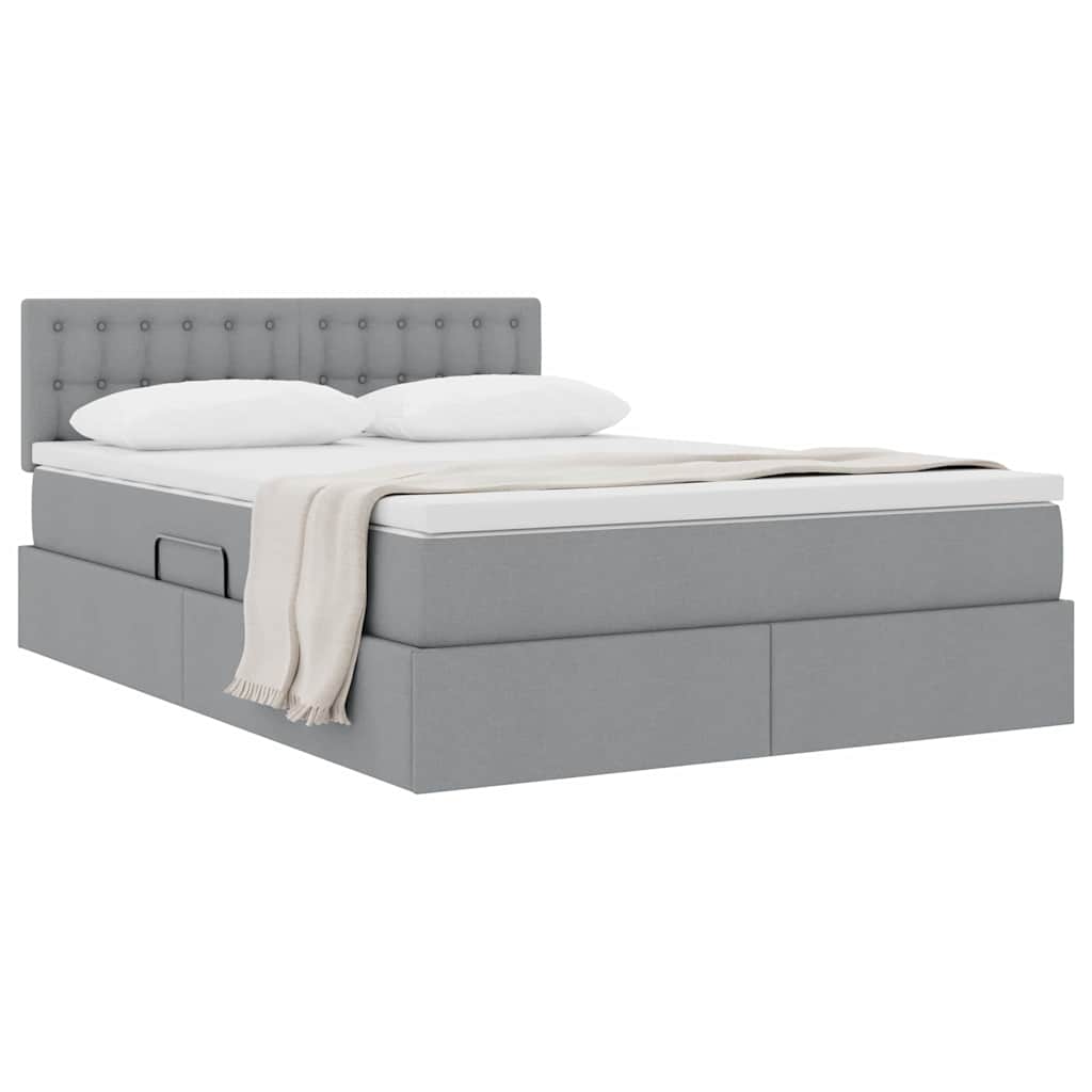 Opbergbed met matras Lichtgrijs 140 x 190 cm Bewerkt hout is nu te koop bij PeponiXL, paradijselijk wonen!
