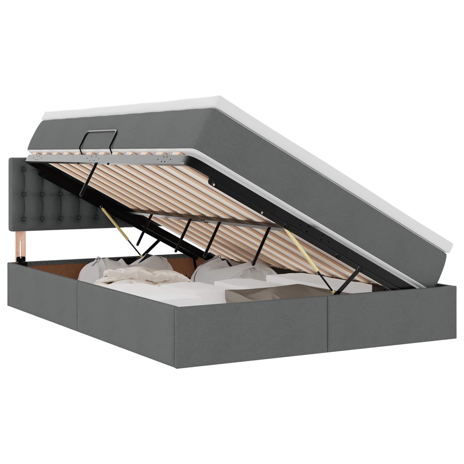 Opbergbed met matras Donkergrijs 140 x 190 cm Bewerkt hout is nu te koop bij PeponiXL, paradijselijk wonen!