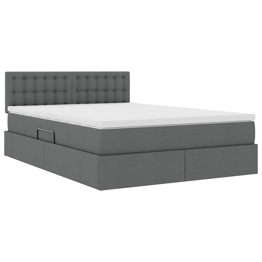 Opbergbed met matras Donkergrijs 140 x 190 cm Bewerkt hout is nu te koop bij PeponiXL, paradijselijk wonen!