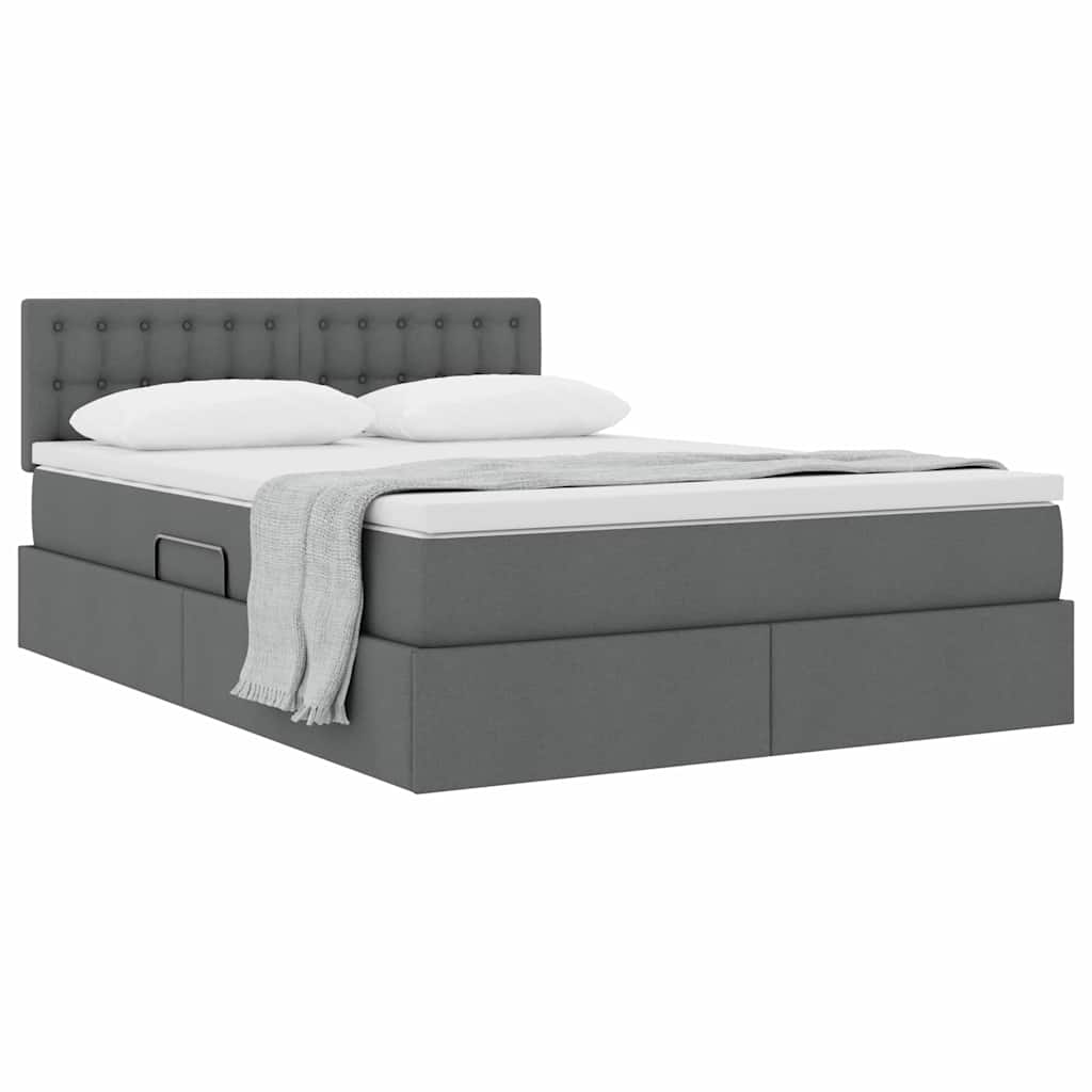 Opbergbed met matras Donkergrijs 140 x 190 cm Bewerkt hout is nu te koop bij PeponiXL, paradijselijk wonen!