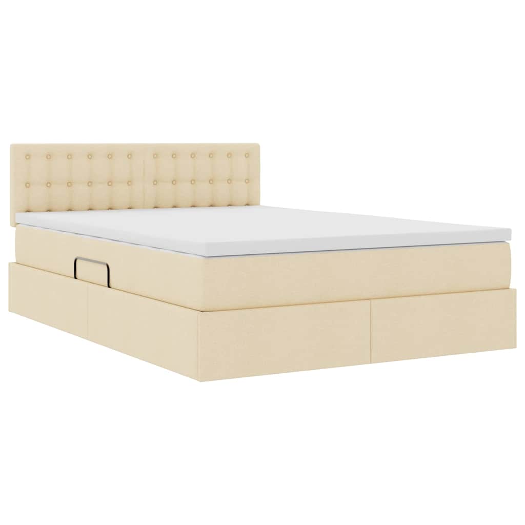 Opbergbed met matras met matras Crème 140 x 200 cm Bewerkt hout is nu te koop bij PeponiXL, paradijselijk wonen!