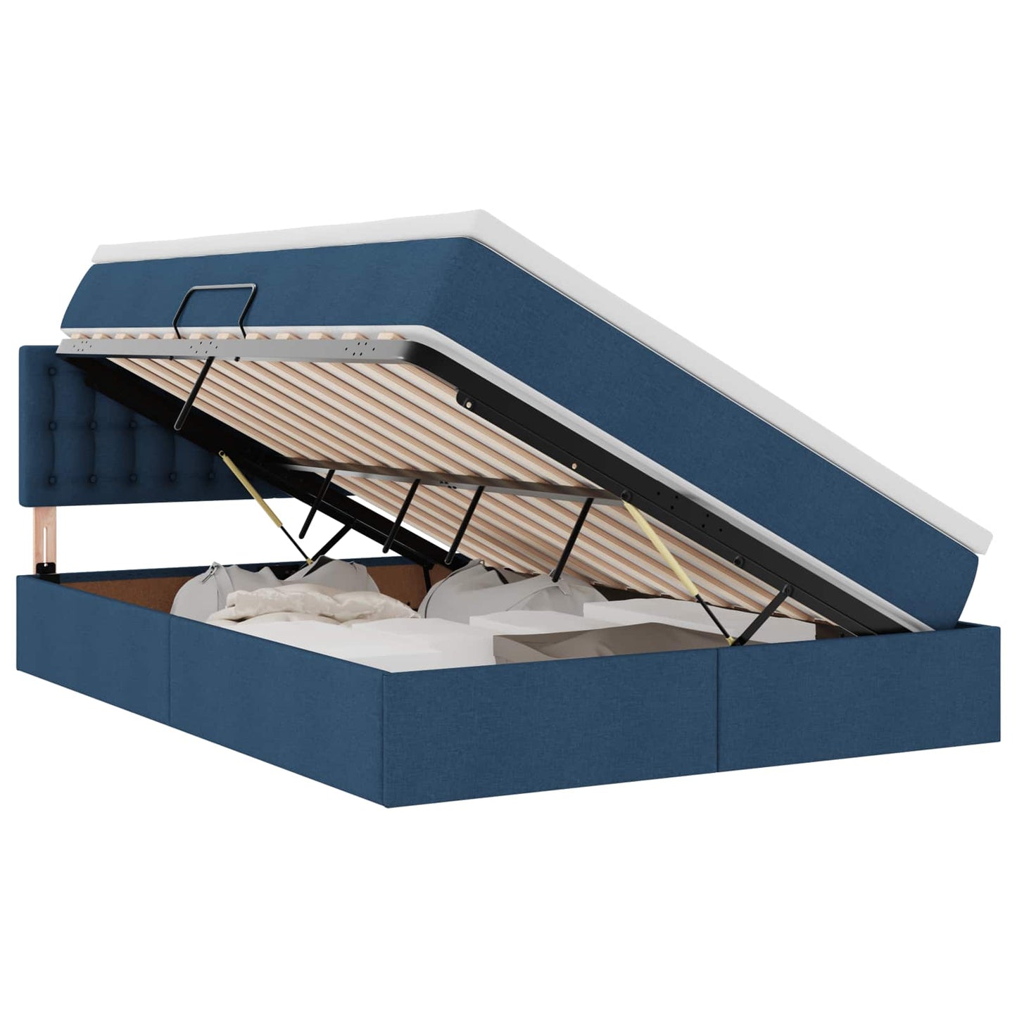 Opbergbed met matras met matras Blauw 140 x 200 cm Bewerkt hout is nu te koop bij PeponiXL, paradijselijk wonen!
