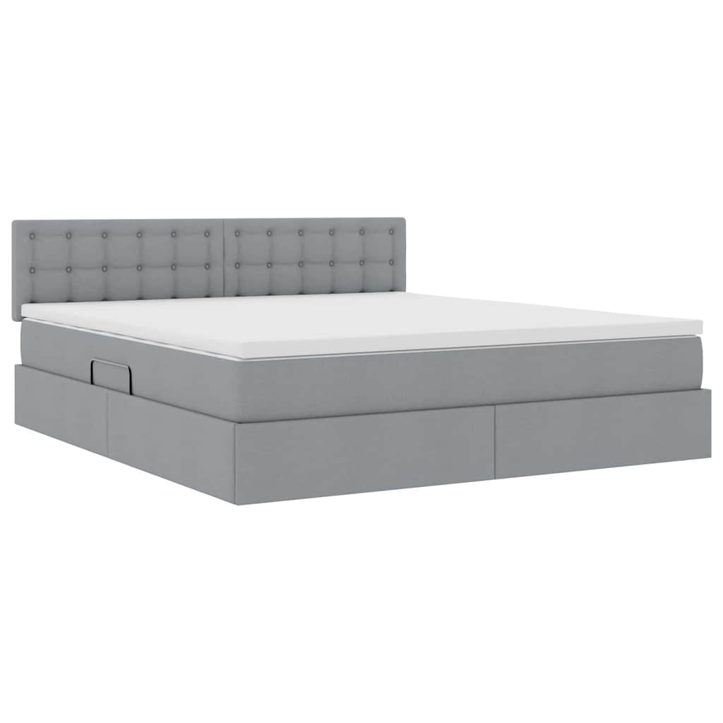 Opbergbed met matras Lichtgrijs 160 x 200 cm Bewerkt hout is nu te koop bij PeponiXL, paradijselijk wonen!