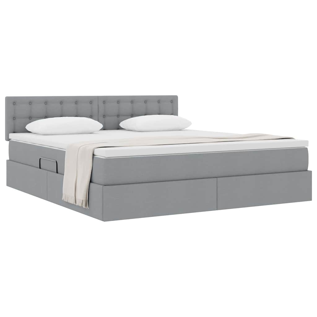 Opbergbed met matras Lichtgrijs 160 x 200 cm Bewerkt hout is nu te koop bij PeponiXL, paradijselijk wonen!