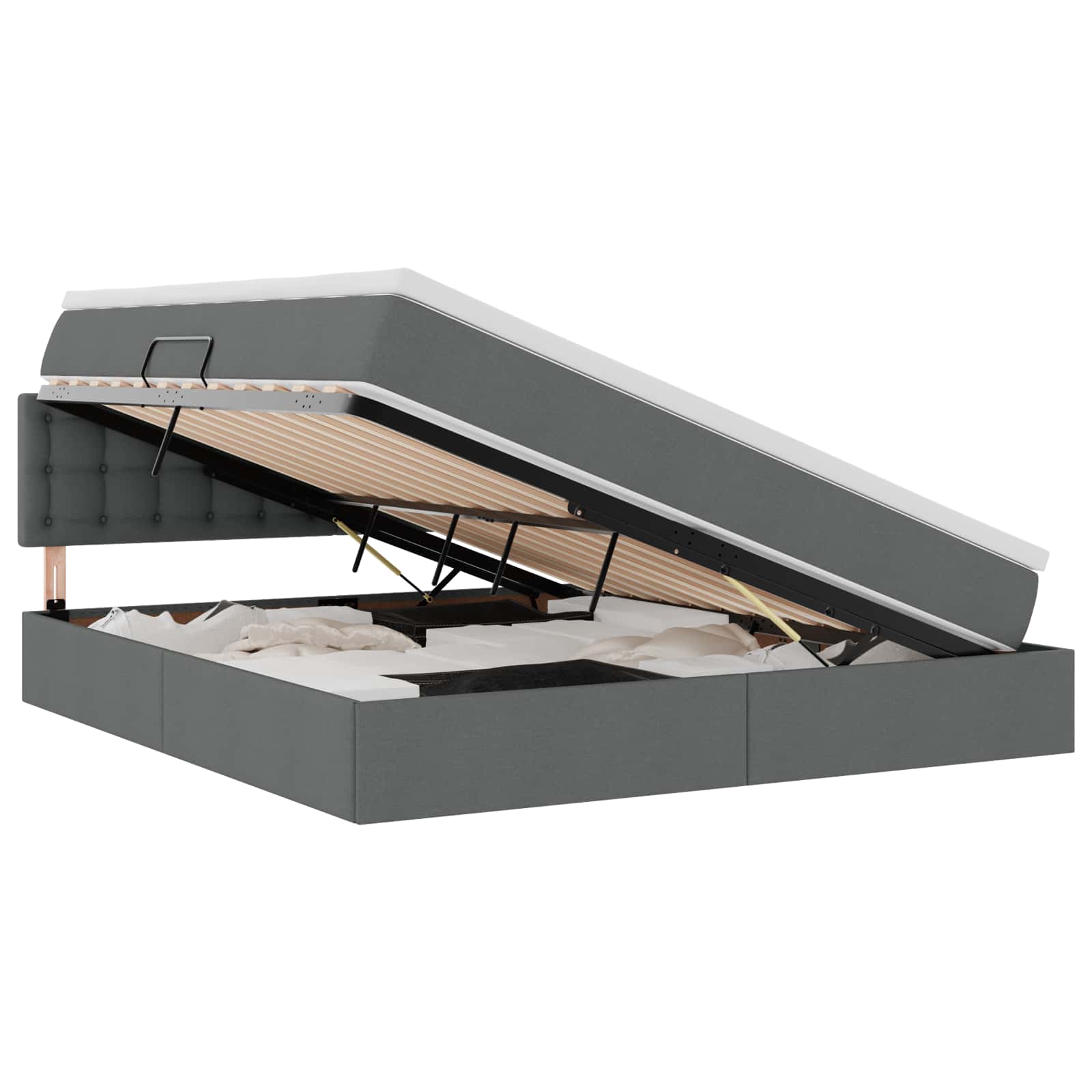 Opbergbed met matras Donkergrijs 160 x 200 cm Bewerkt hout is nu te koop bij PeponiXL, paradijselijk wonen!