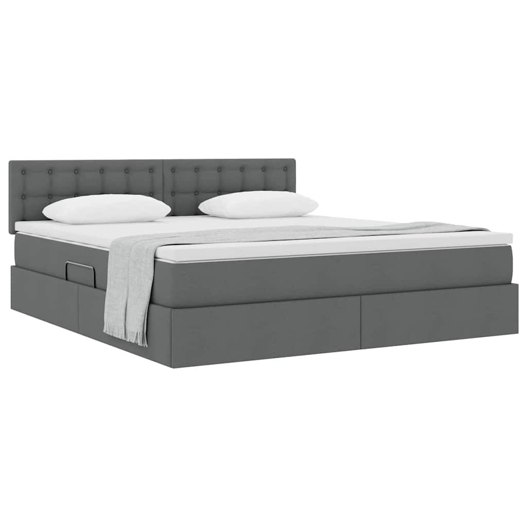 Opbergbed met matras Donkergrijs 160 x 200 cm Bewerkt hout is nu te koop bij PeponiXL, paradijselijk wonen!