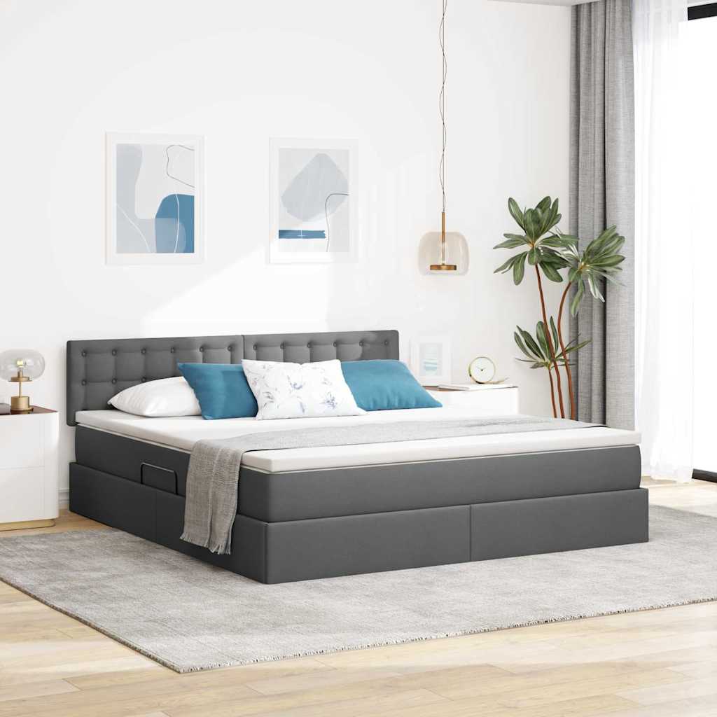 Opbergbed met matras Donkergrijs 180 x 200 cm Bewerkt hout is nu te koop bij PeponiXL, paradijselijk wonen!