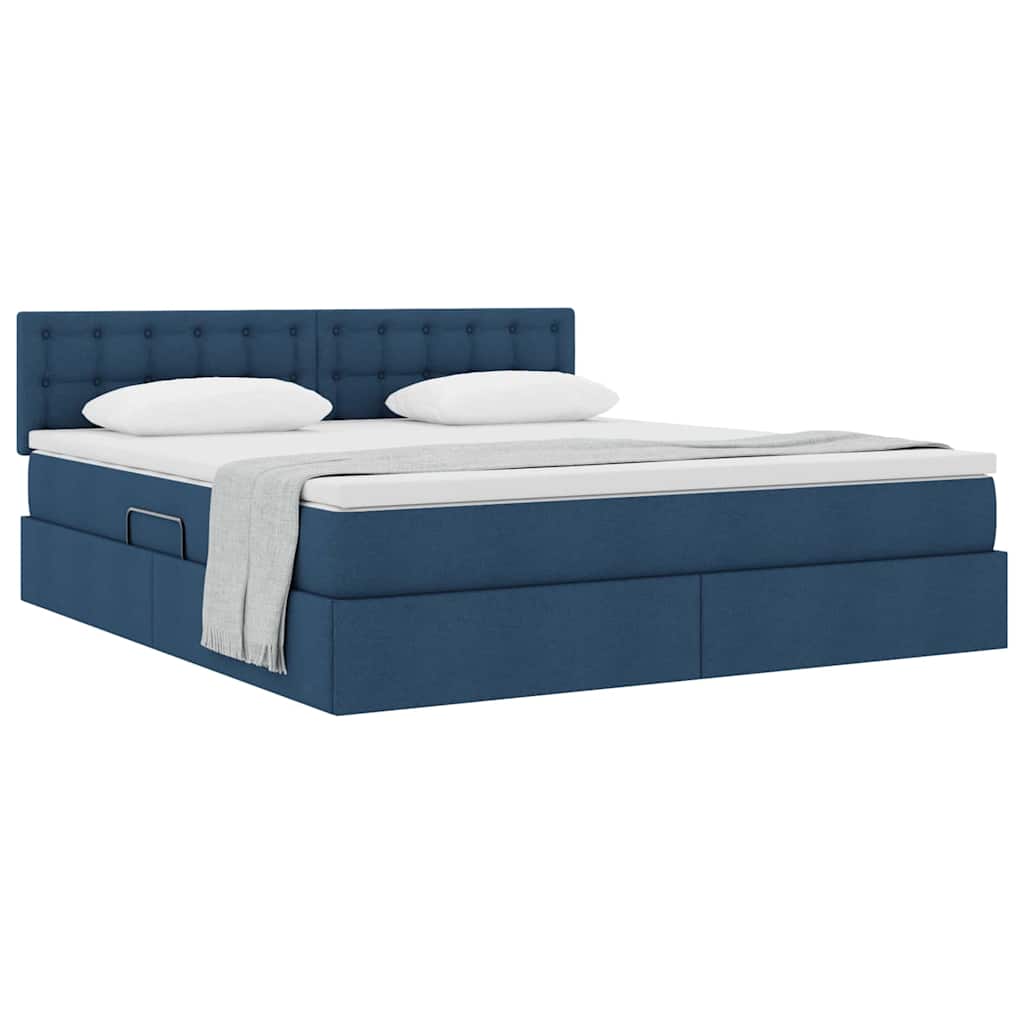 Opbergbed met matras met matras Blauw 180 x 200 cm Bewerkt hout is nu te koop bij PeponiXL, paradijselijk wonen!