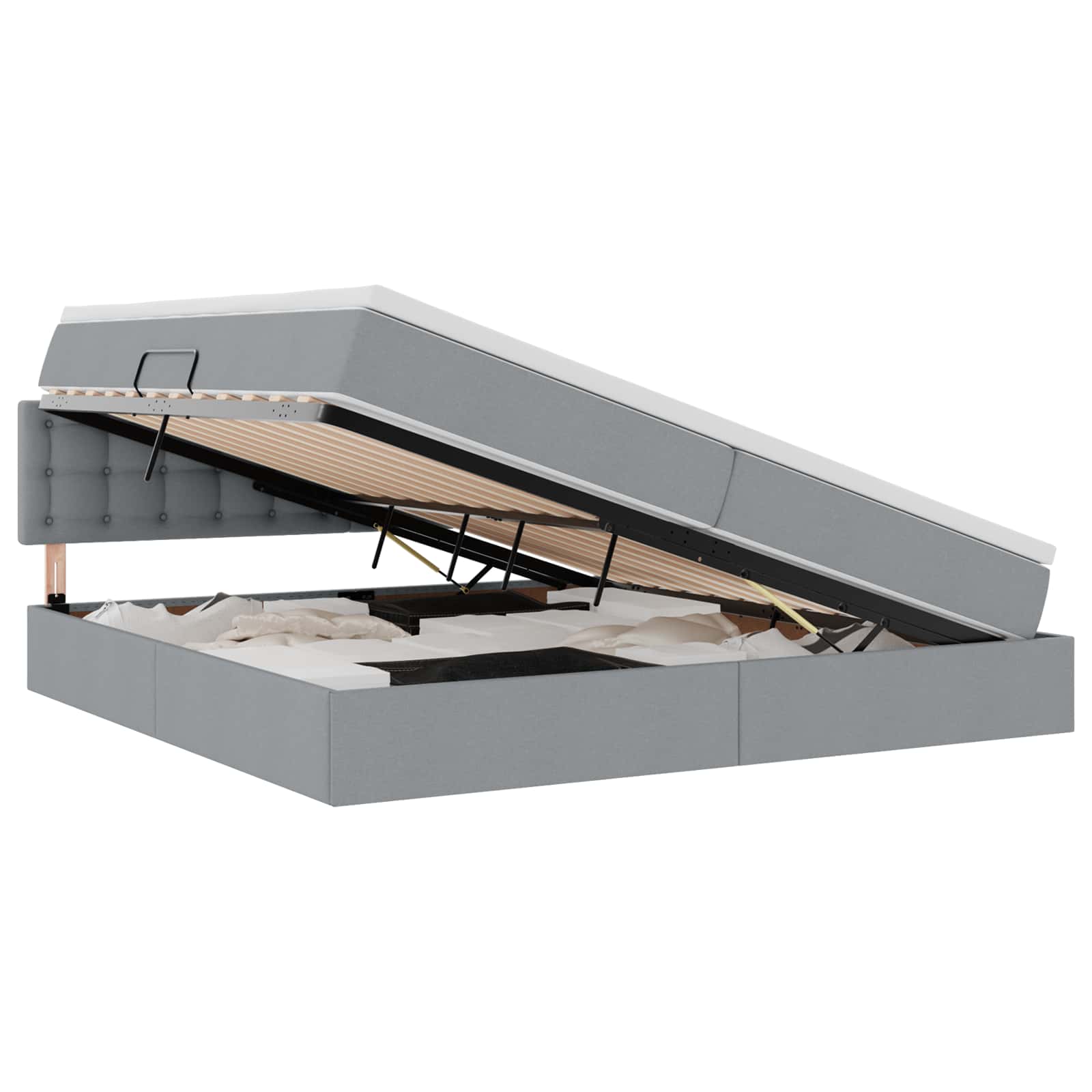 Opbergbed met matras Lichtgrijs 200 x 200 cm Bewerkt hout is nu te koop bij PeponiXL, paradijselijk wonen!