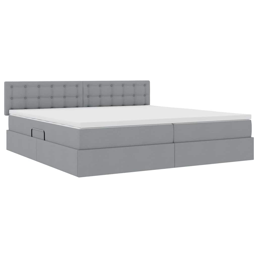 Opbergbed met matras Lichtgrijs 200 x 200 cm Bewerkt hout is nu te koop bij PeponiXL, paradijselijk wonen!