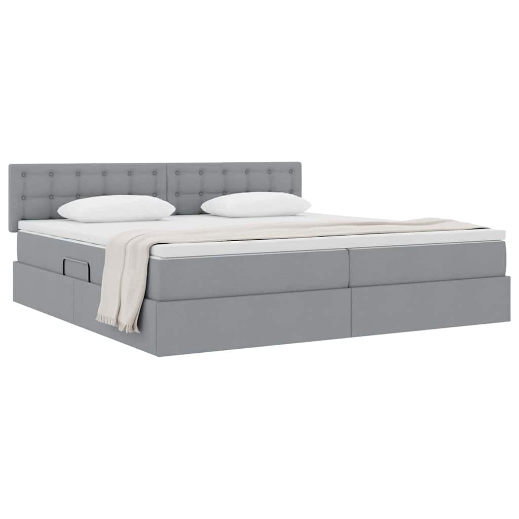 Opbergbed met matras Lichtgrijs 200 x 200 cm Bewerkt hout is nu te koop bij PeponiXL, paradijselijk wonen!