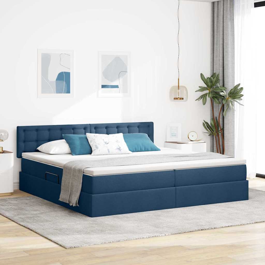 Opbergbed met matras met matras Blauw 200 x 200 cm Bewerkt hout is nu te koop bij PeponiXL, paradijselijk wonen!