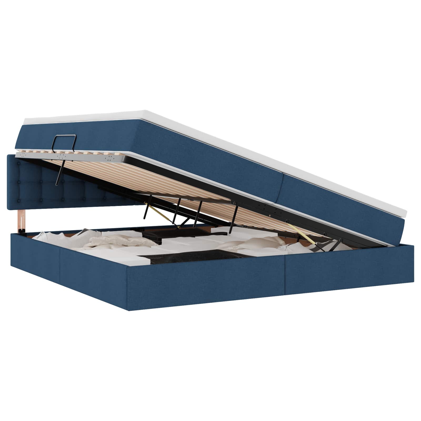 Opbergbed met matras met matras Blauw 200 x 200 cm Bewerkt hout is nu te koop bij PeponiXL, paradijselijk wonen!