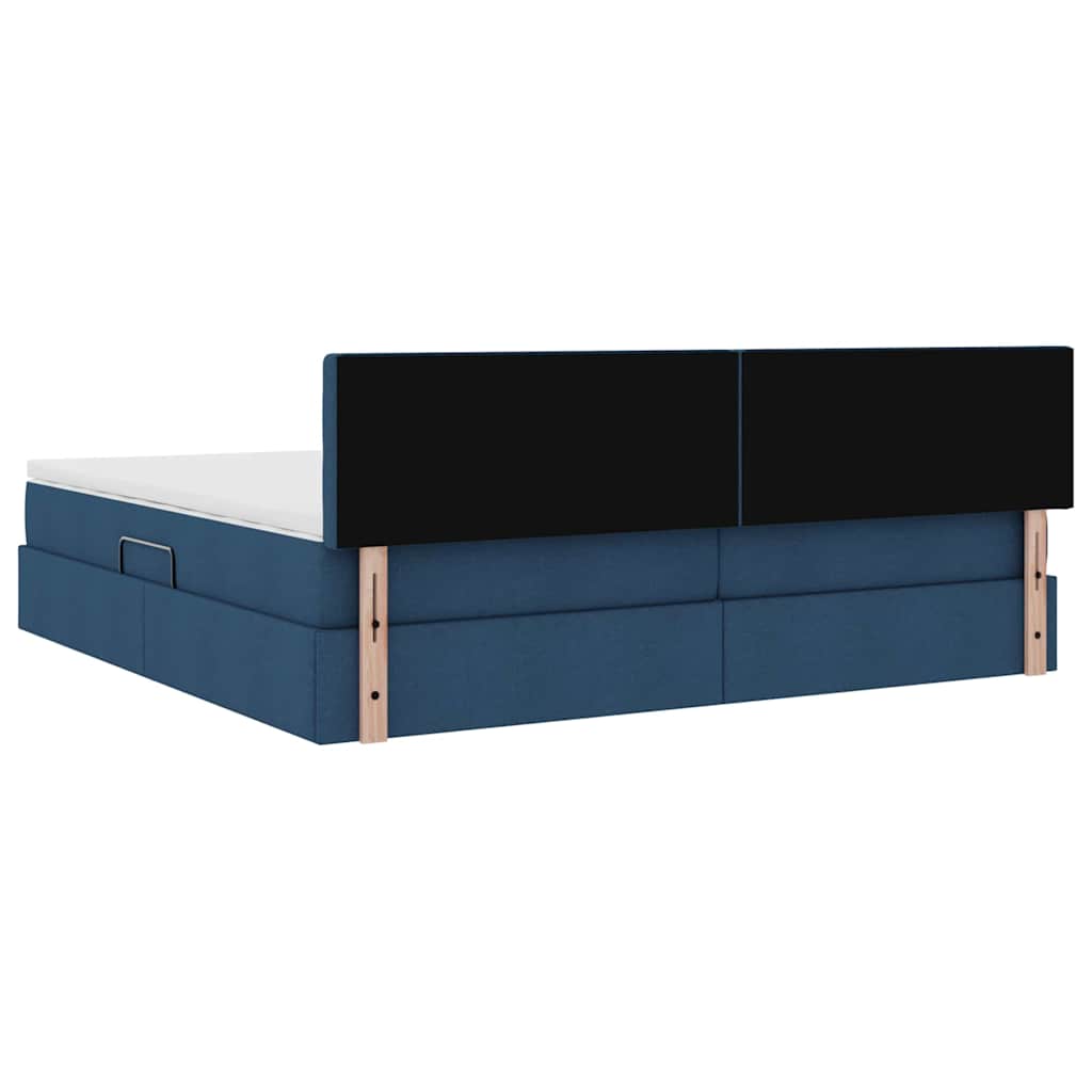 Opbergbed met matras met matras Blauw 200 x 200 cm Bewerkt hout is nu te koop bij PeponiXL, paradijselijk wonen!
