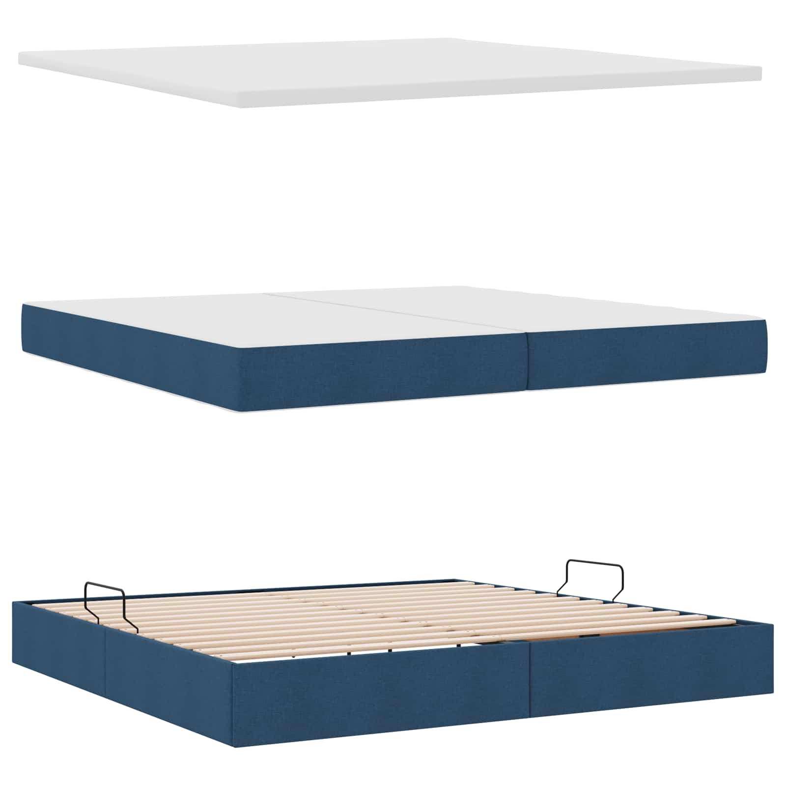 Opbergbed met matras met matras Blauw 200 x 200 cm Bewerkt hout is nu te koop bij PeponiXL, paradijselijk wonen!