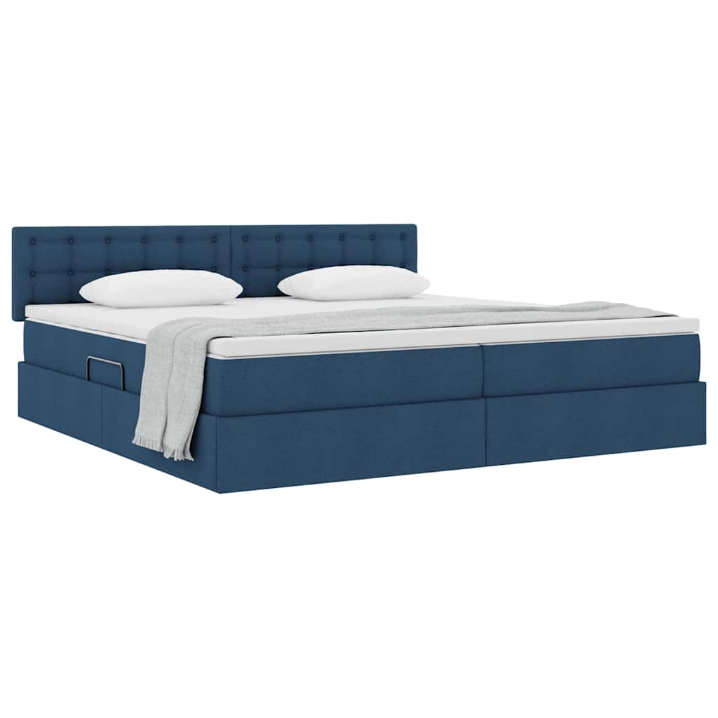 Opbergbed met matras met matras Blauw 200 x 200 cm Bewerkt hout is nu te koop bij PeponiXL, paradijselijk wonen!