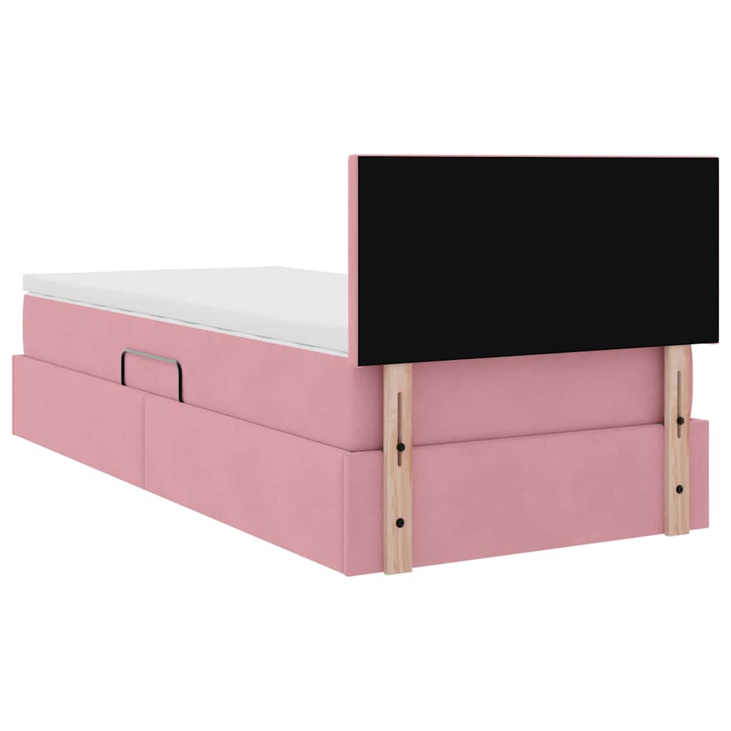 Opslag bed met matras met hoofdeinde Roze 90 x 190 cm Fluweel is nu te koop bij PeponiXL, paradijselijk wonen!